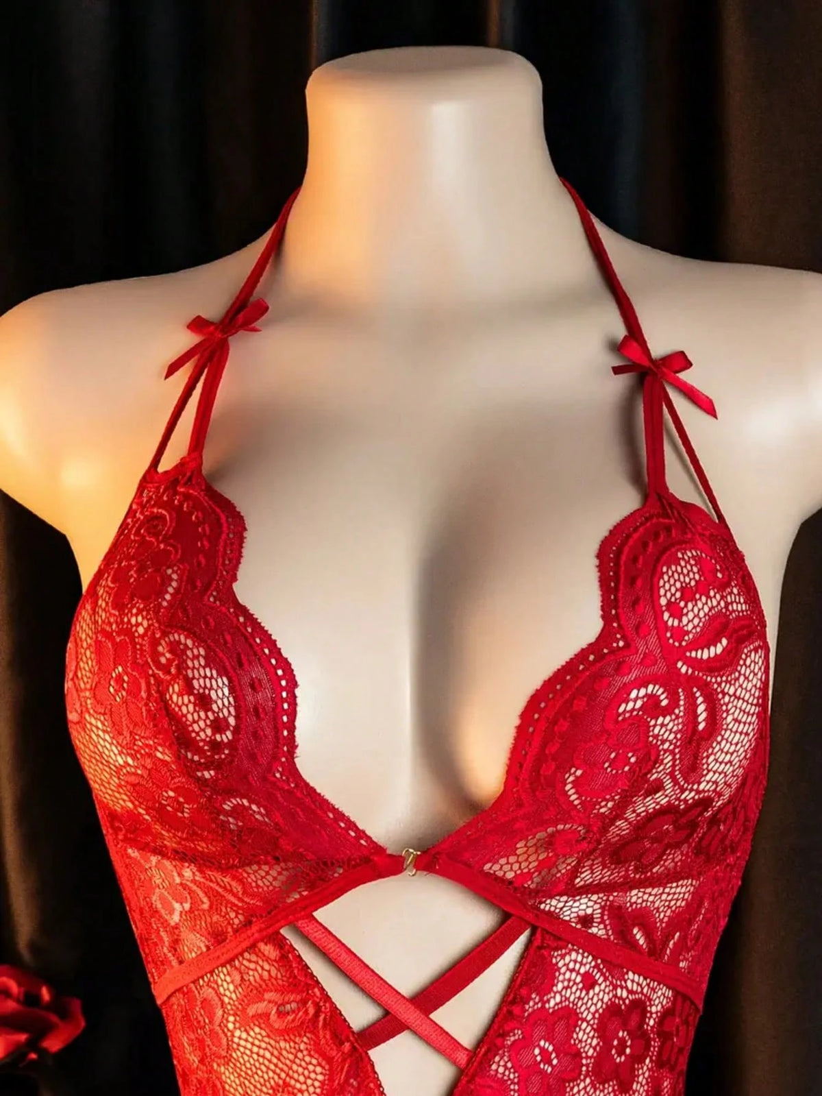 Sexy Lace Bodysuits With Open Crotch Design