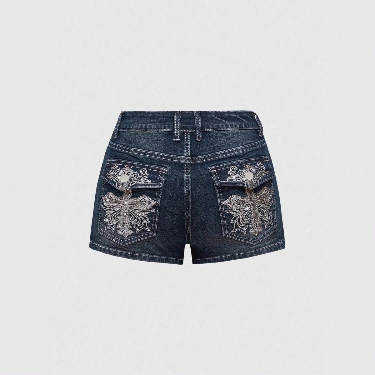 Skinny Versatile Shorts Retro Personalized Street Pattern Embroidery Spring And Summer Denim Shorts Women