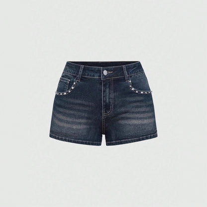 Skinny Versatile Shorts Retro Personalized Street Pattern Embroidery Spring And Summer Denim Shorts Women