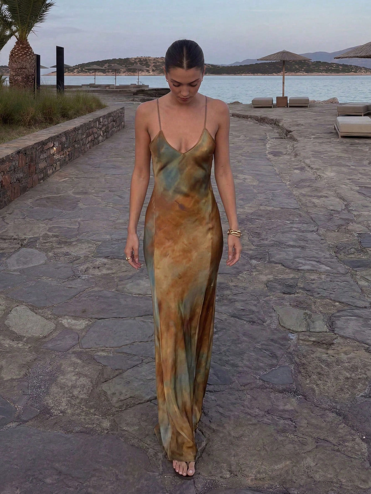 Sleeveless Knit Maxi Dress With Camisole Design And Mermaid Hem, Elegant And Sexy, Suitable For Women's Evening Party And Gala Vacation Summer, Minimalist