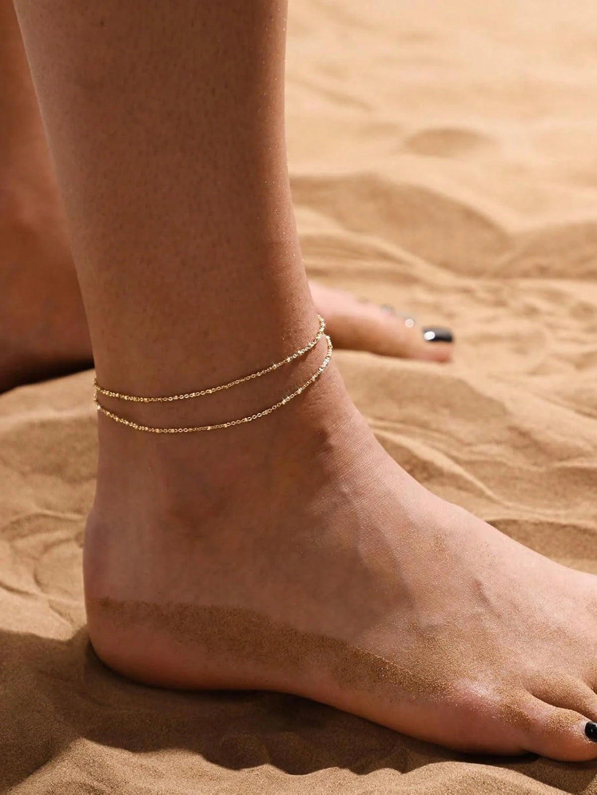 Sliver Plated Multilayer Anklet Set For Women, Waterproof Anklet Bracelet Set, Tarnish Resistant, Summer Beach Jewelry Gift Silver Elegant Anklet