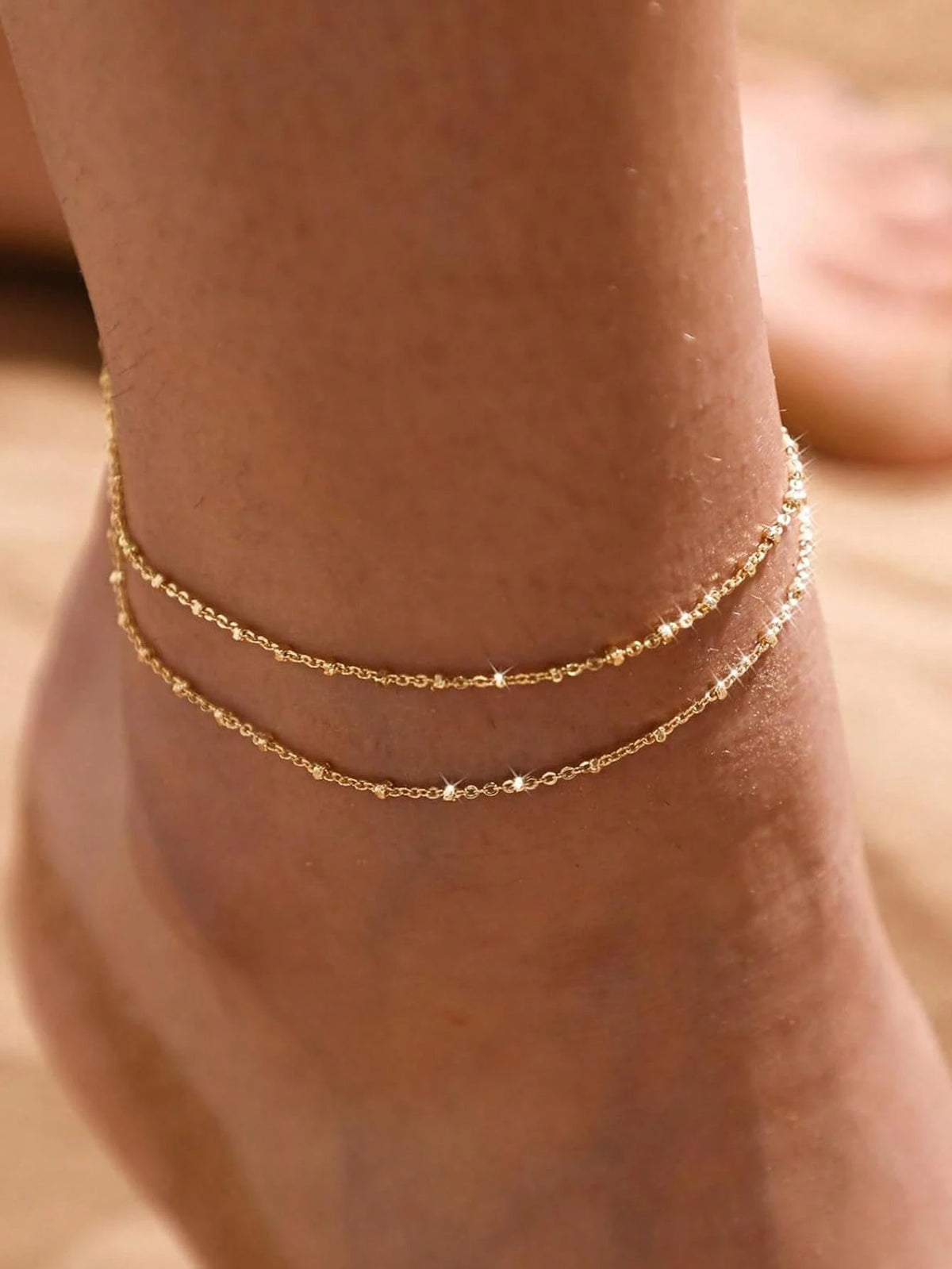 Sliver Plated Multilayer Anklet Set For Women, Waterproof Anklet Bracelet Set, Tarnish Resistant, Summer Beach Jewelry Gift Silver Elegant Anklet
