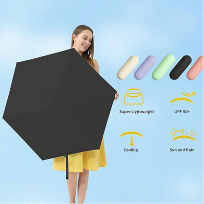 Small Compact Umbrella For Women- Foldable Travel Umbrella With UPF 50+ UV Protection, Rainproof & Sunproof, Ideal For Backpack, Purse & Beach Trips