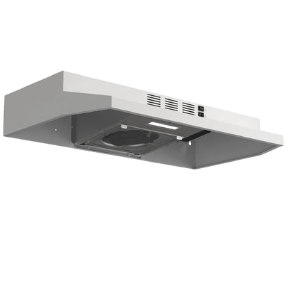 SNDOAS 30 Inch Under Cabinet Range Hood, Ducted/Ductless Convertible Kitchen Hood, Stainless Steel Vent Hood With LED Light,Under Cabinet Hood With 2 Speed Exhaust Fan,White