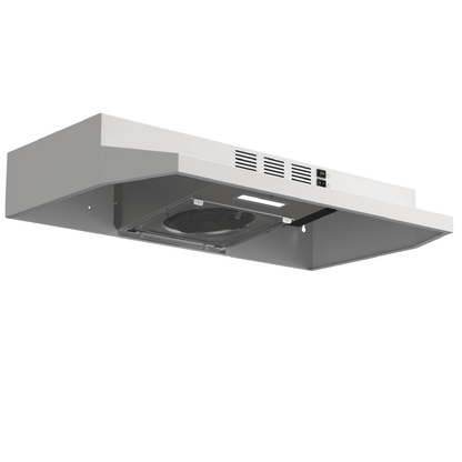 SNDOAS 30 Inch Under Cabinet Range Hood, Ducted/Ductless Convertible Kitchen Hood, Stainless Steel Vent Hood With LED Light,Under Cabinet Hood With 2 Speed Exhaust Fan,White