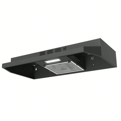 SNDOAS Range Hood 30 Inch Under Cabinet, Ducted/Ductless Convertible Kitchen Hood, Stainless Steel Vent Hood With LED Light,Under Cabinet Hood With 2 Speed Exhaust Fan,Black