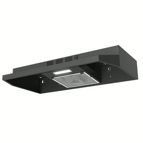 SNDOAS Range Hood 30 Inch Under Cabinet, Ducted/Ductless Convertible Kitchen Hood, Stainless Steel Vent Hood With LED Light,Under Cabinet Hood With 2 Speed Exhaust Fan,Black