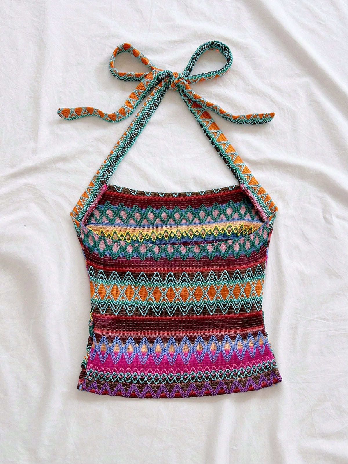 Soleia New Arrival Spring/Summer Vacation Halter Neck Tie Strap Women Striped Camisole No Chest Padding