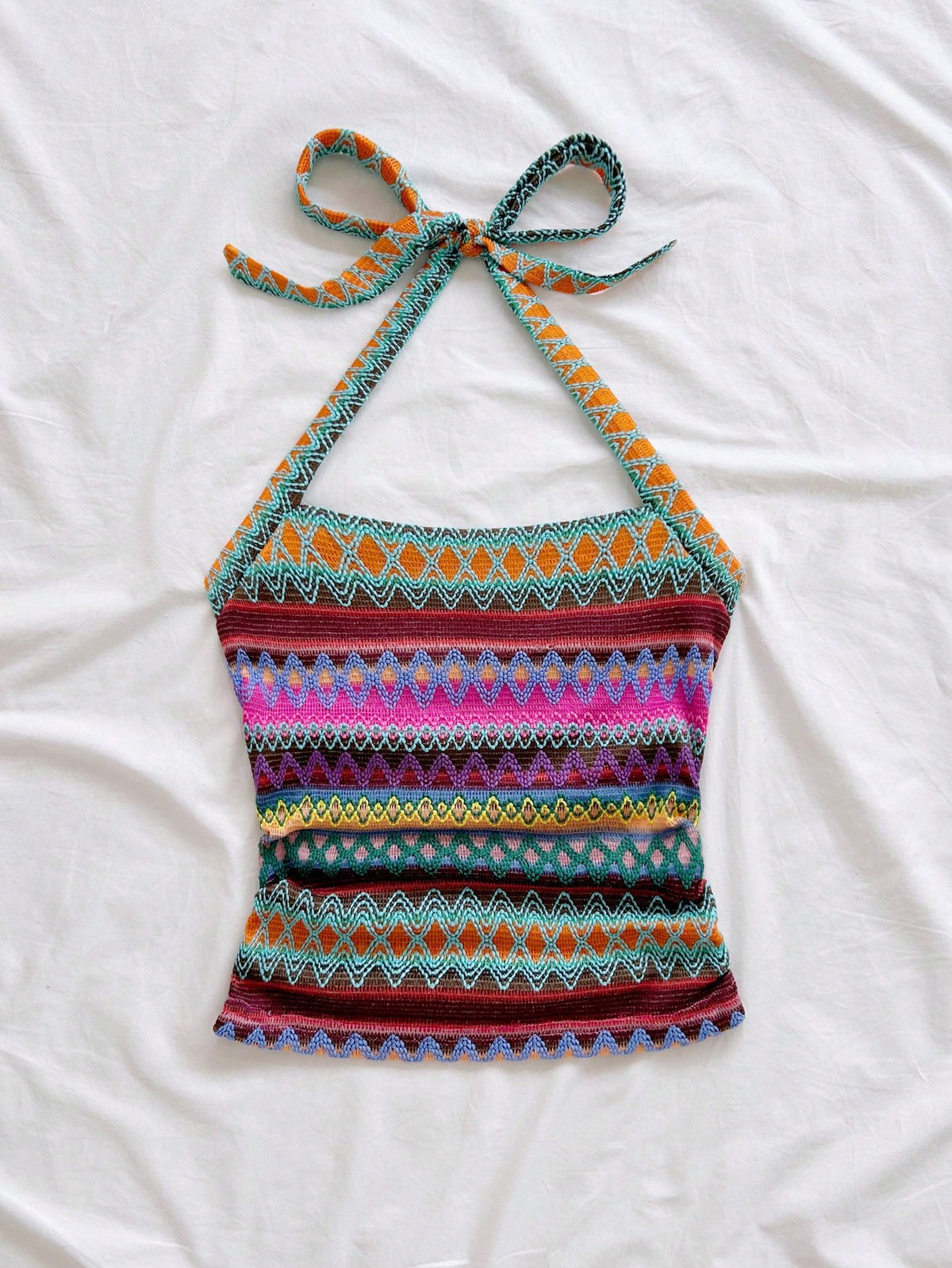 Soleia New Arrival Spring/Summer Vacation Halter Neck Tie Strap Women Striped Camisole No Chest Padding