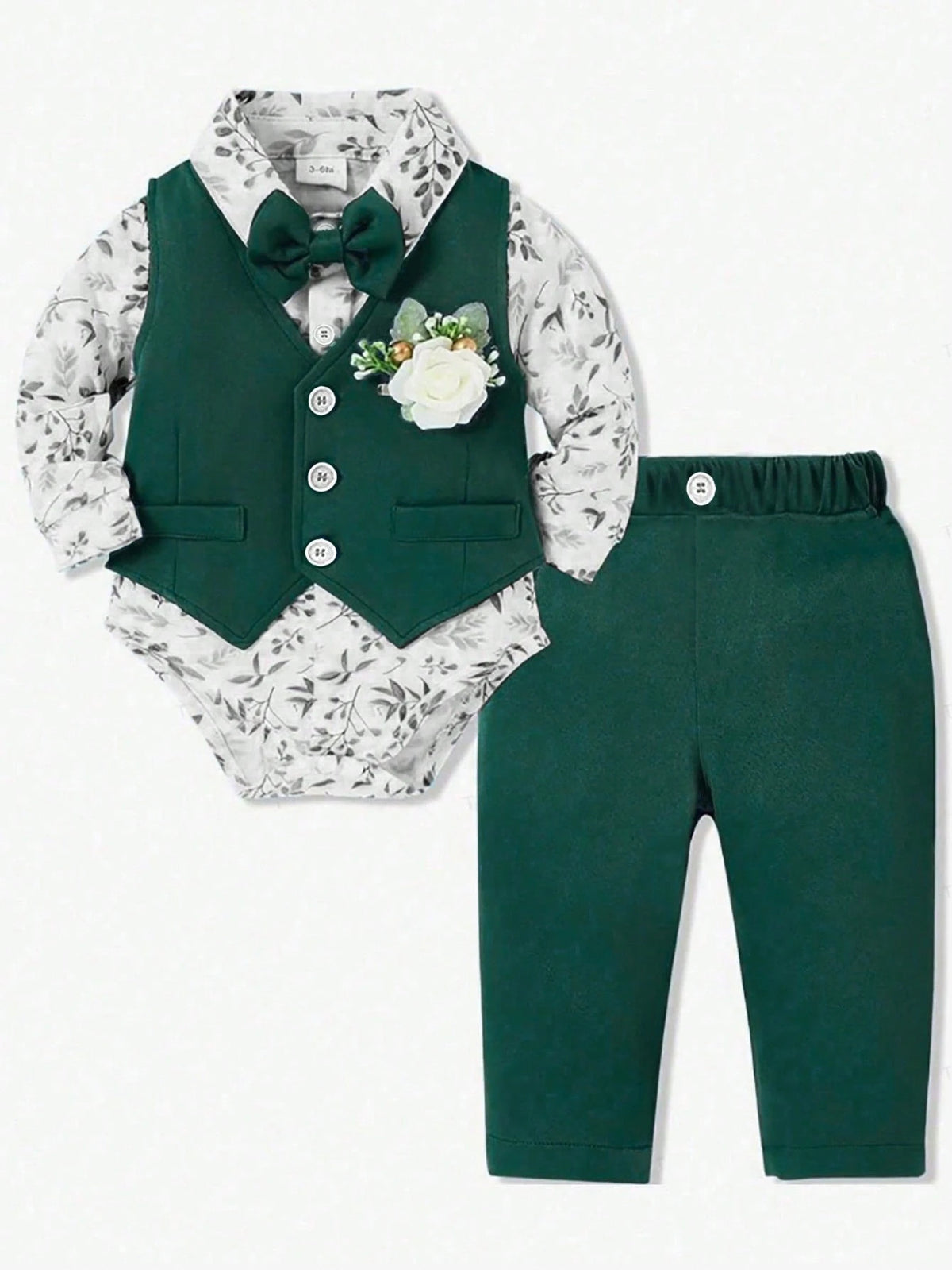 Souflis Souflis 3pcs Baby Boy Gentleman Suit, Long Sleeve Vest Jacket Set, Autumn Winter
