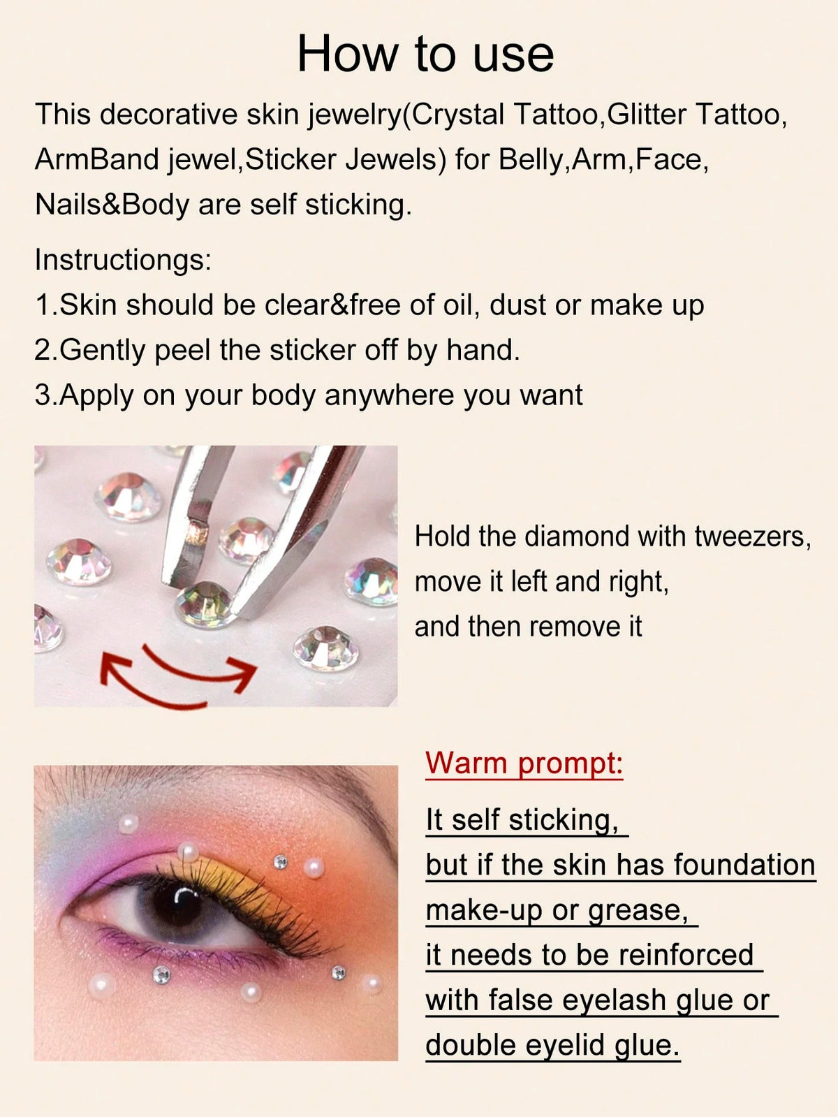 STARTTOOS 2 Sheets Various Sizes 3d Simulated Diamond Gemstone Stickers For Eyes And Face Decoration, Diy Music Festival Y2k Makeup Party, Rhinestone Stickers