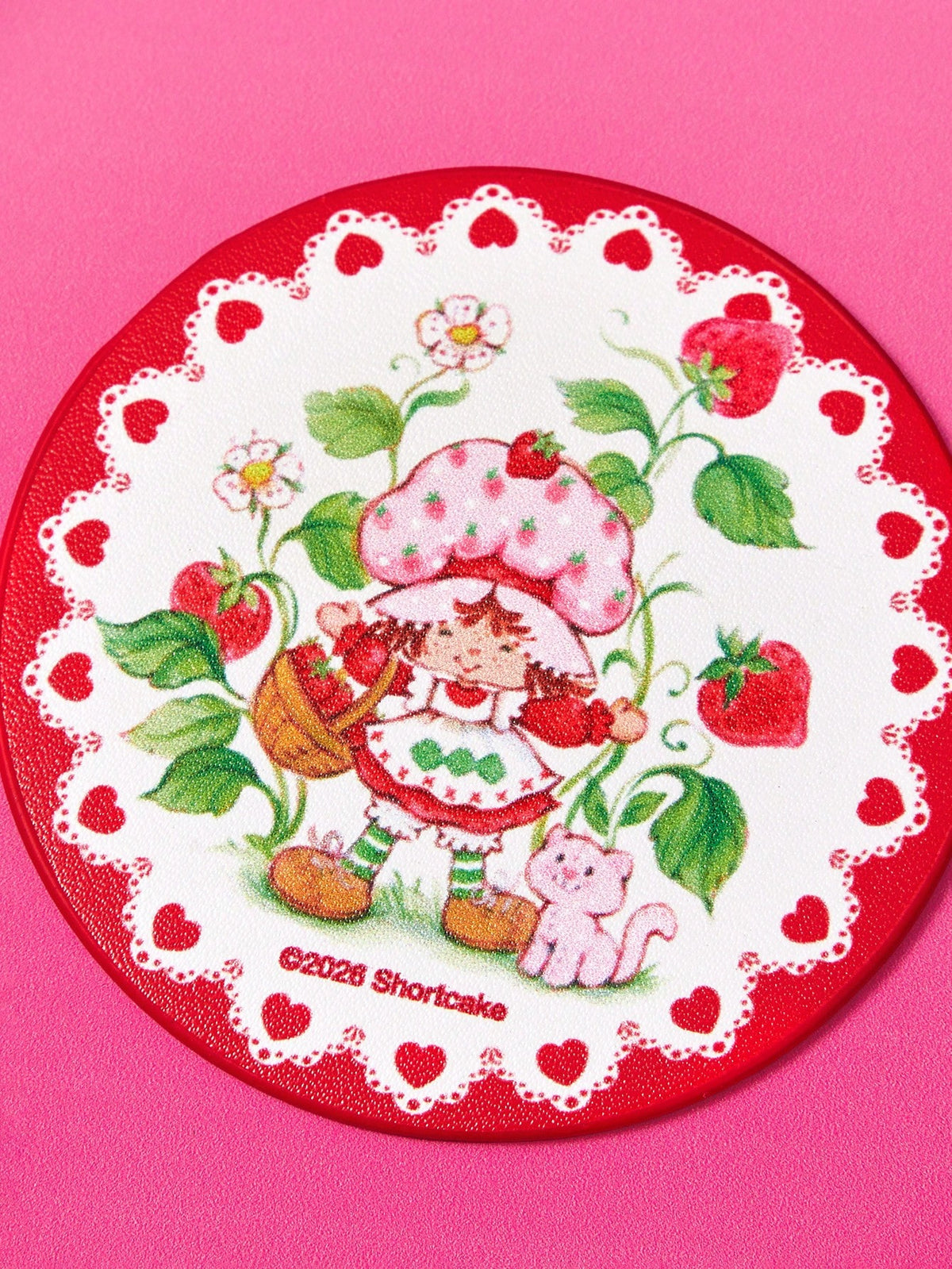 Strawberry Shortcake X Cute Cartoon Character Printed Car Coaster, 1/2-Piece Non-Slip Cup Holder Mat For Automotive Interior,Strawberry