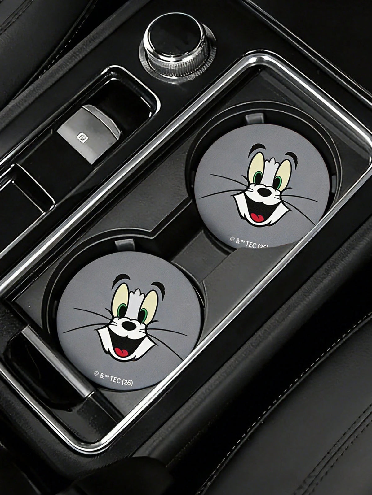 Strawberry Shortcake X Cute Cartoon Character Printed Car Coaster, 1/2-Piece Non-Slip Cup Holder Mat For Automotive Interior,Strawberry