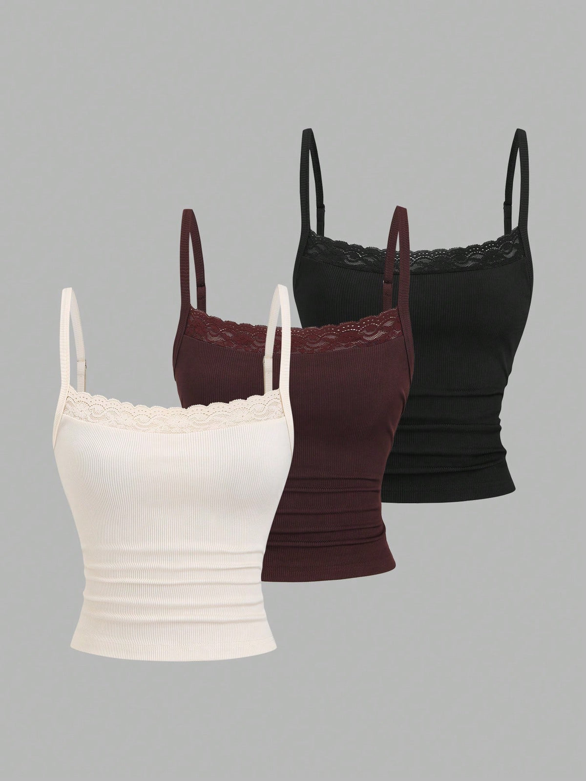 Sweetra Summer Elegant Everyday Cream And Black Lace Camisole,Sweet & Spicy Tight-Fitting Cropped Backless Top For Music Festival Vacation Office School