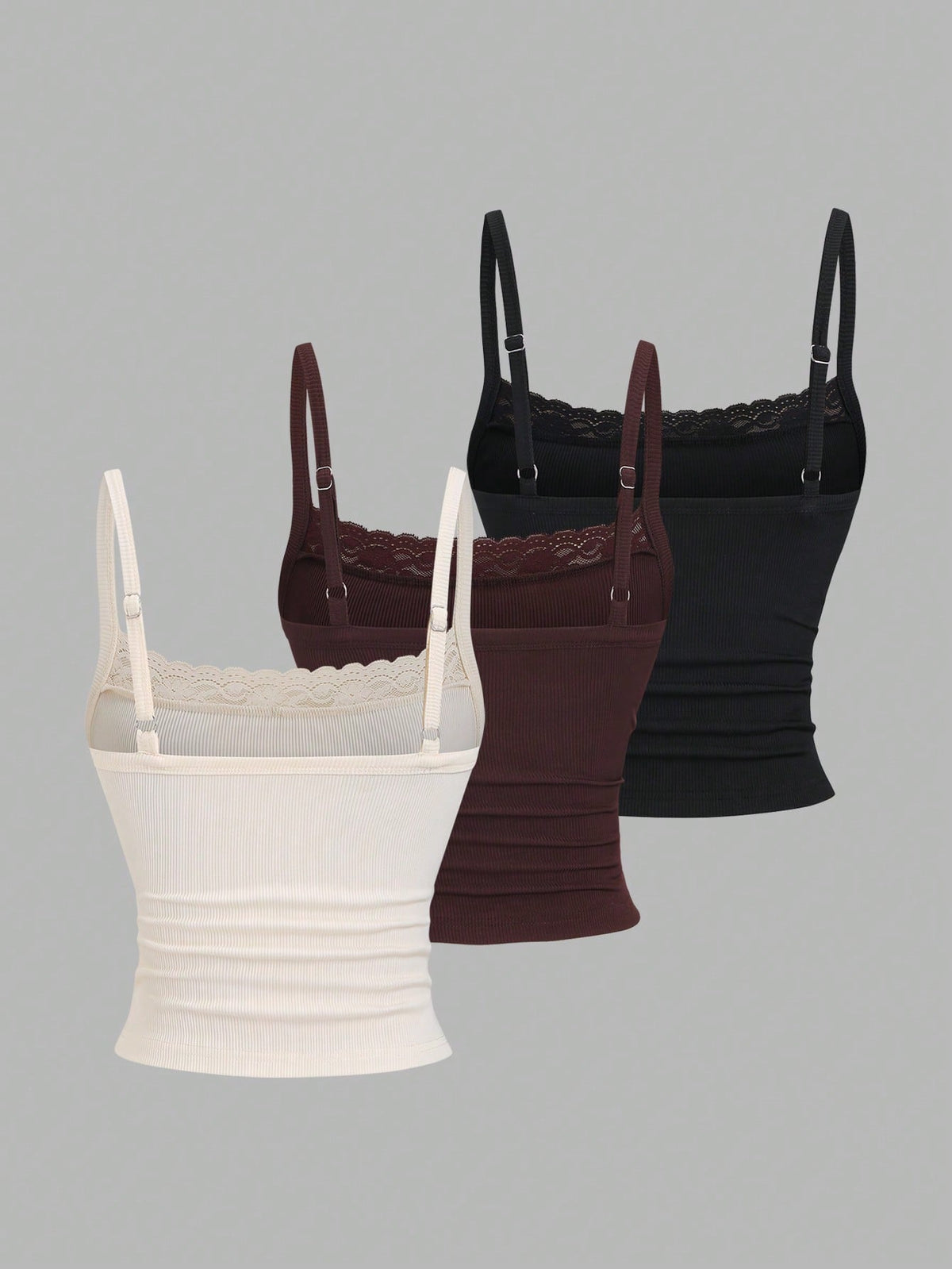 Sweetra Summer Elegant Everyday Cream And Black Lace Camisole,Sweet & Spicy Tight-Fitting Cropped Backless Top For Music Festival Vacation Office School
