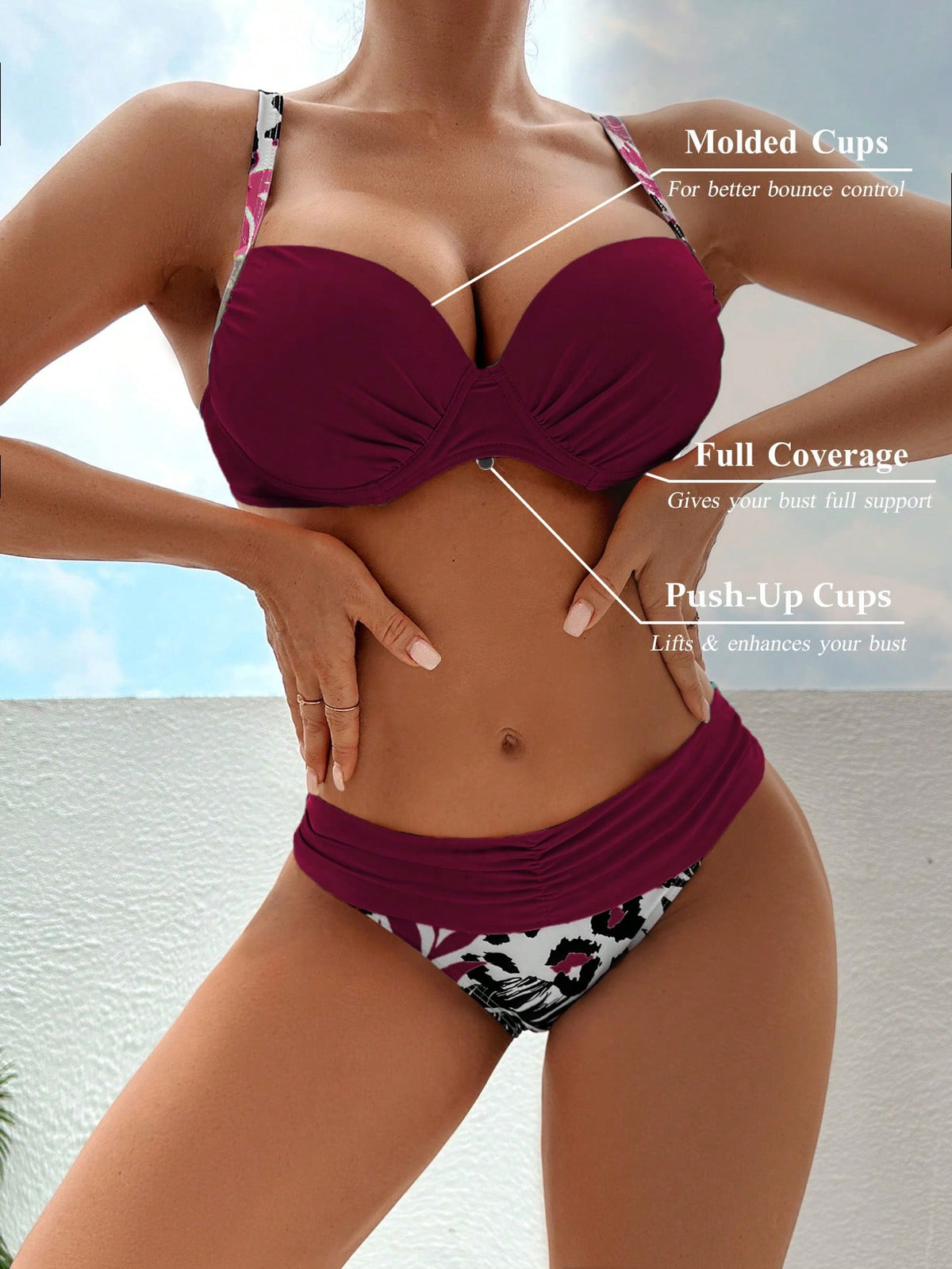 Swim Lushoire 2pcs/Set Swimsuit With Straps & Triangle Swim Trunks, Fashion Summer Beachwear