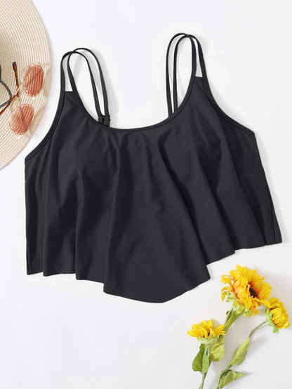 Swim Lushoire Summer Beach Plus Plain Hanky Hem Bikini Top
