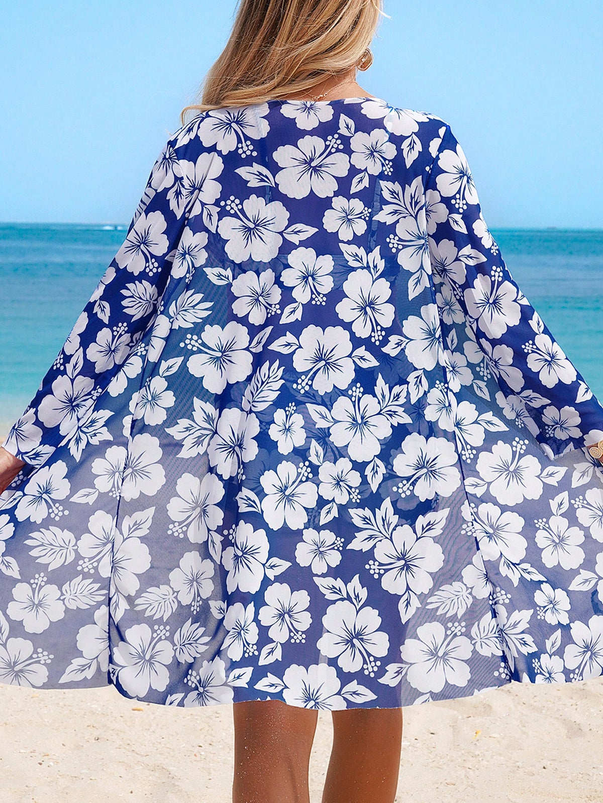 Swim Lushoire Summer Outfits For Women Summer Beach Floral Print Bikini Set With Kimono Bathing Suit 3 Piece Set