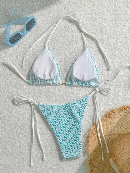 Swim Mod Springbreak Women's Sexy Halter Tie Front Bikini Set, Summer Beach Swimwear