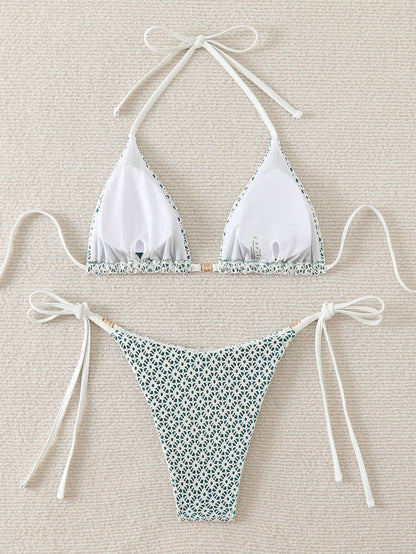 Swim Mod Springbreak Women's Sexy Halter Tie Front Bikini Set, Summer Beach Swimwear