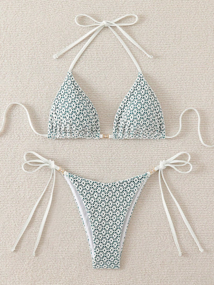 Swim Mod Springbreak Women's Sexy Halter Tie Front Bikini Set, Summer Beach Swimwear