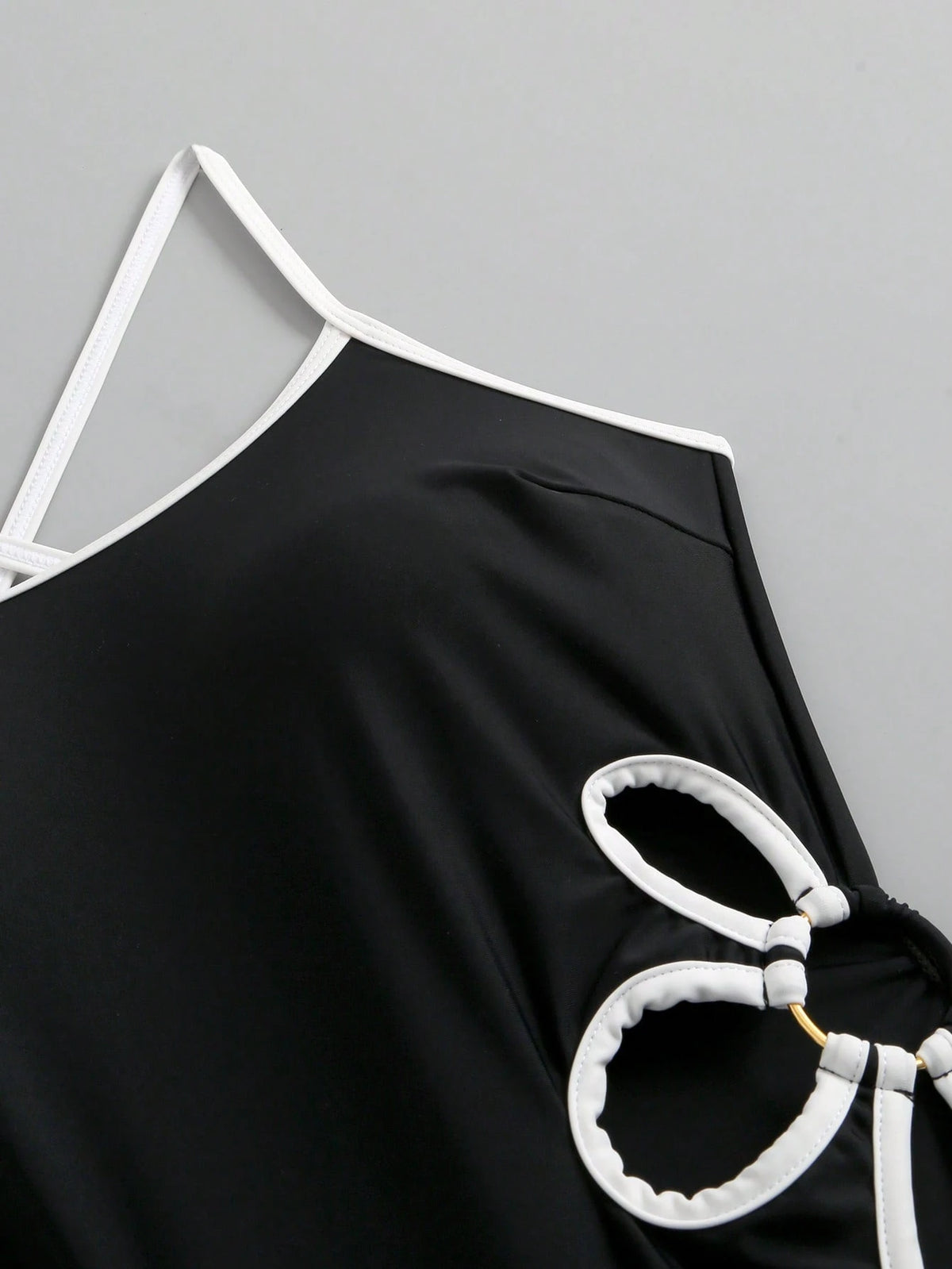 Swim SPRTY Women's Black Summer Classy One Piece Swimsuit,Beach Party Holiday Black & White Color Block,Adjustable Criss-Cross Back Straps,Floral Side Cutout