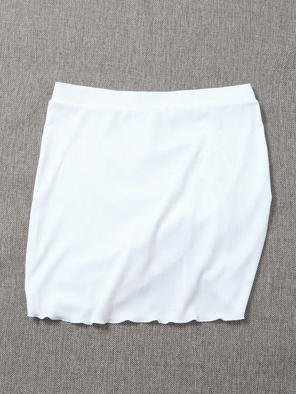 Swim Summer Beach Rib Drawstring Front Beach Skirt