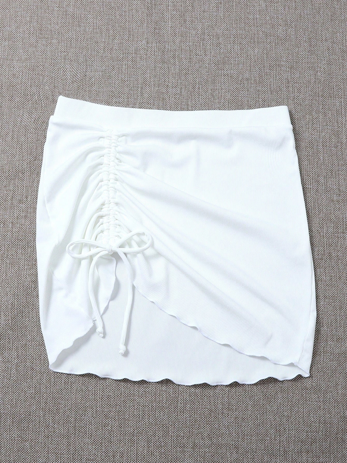 Swim Summer Beach Rib Drawstring Front Beach Skirt