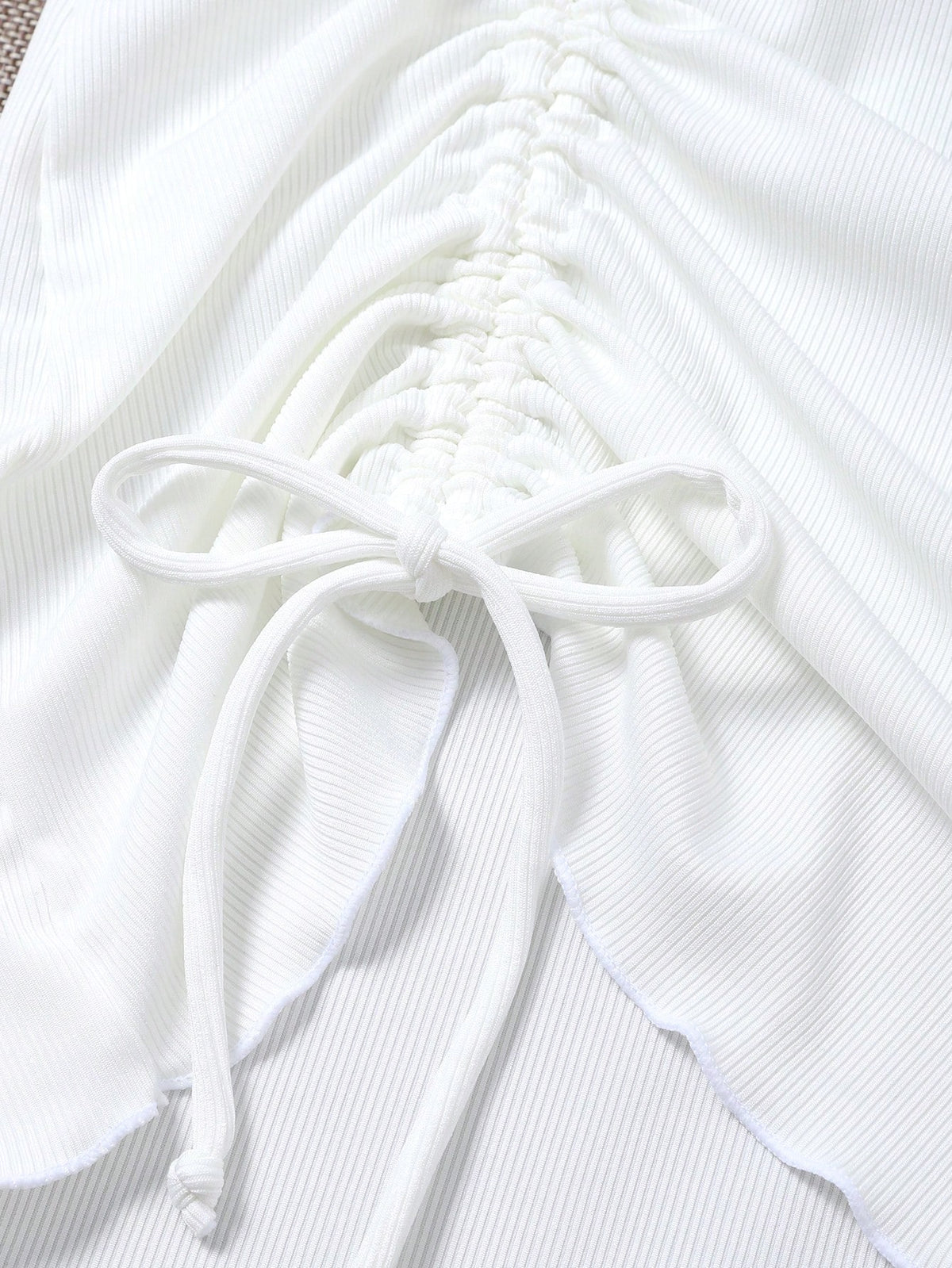 Swim Summer Beach Rib Drawstring Front Beach Skirt