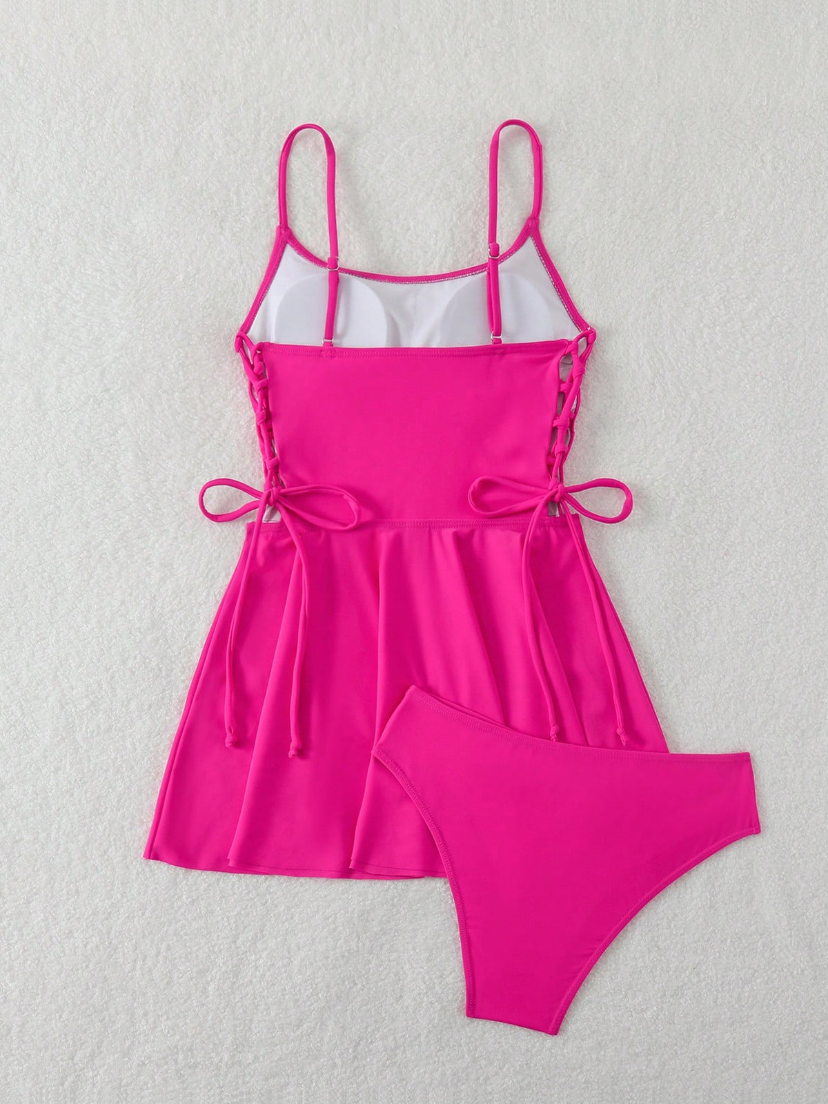 Swim Vcay Women's Solid Color Side Tie Ruffle Hem Tankini Swimsuit Top Summer