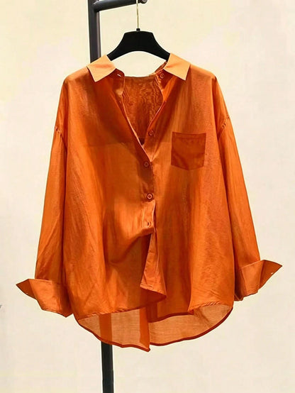 Thin Sun-Protective Shirt, Summer New Minimalist Elegant Versatile Long Sleeve Blouse, Unique Top