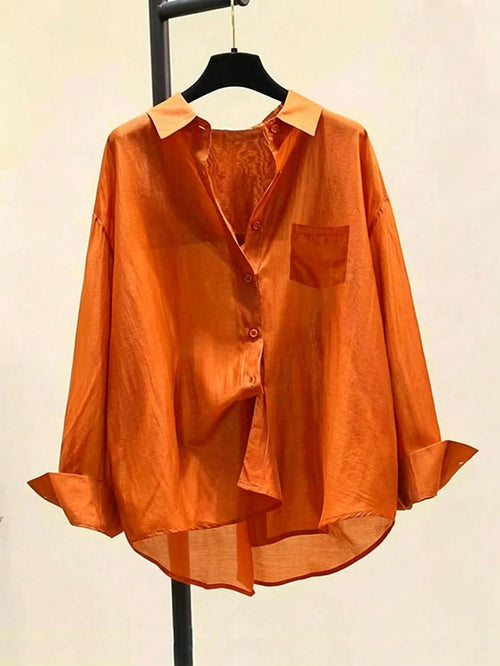 Thin Sun-Protective Shirt, Summer New Minimalist Elegant Versatile Long Sleeve Blouse, Unique Top