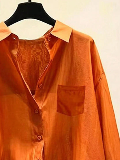 Thin Sun-Protective Shirt, Summer New Minimalist Elegant Versatile Long Sleeve Blouse, Unique Top