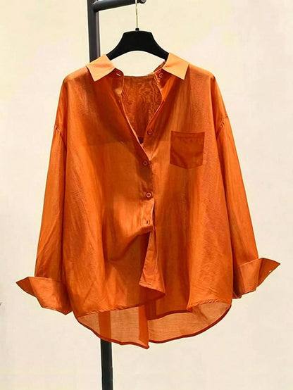 Thin Sun-Protective Shirt, Summer New Minimalist Elegant Versatile Long Sleeve Blouse, Unique Top