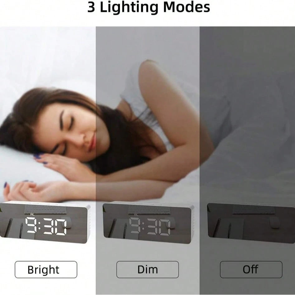 This Auto-Brightness Adjustable Alarm Clock Can Be Used Day And Night. The LED Digital Alarm Clock Features Dual Alarms, Temperature Display, Automatic Day/Night Brightness Adjustment, 12/24 Hour Form