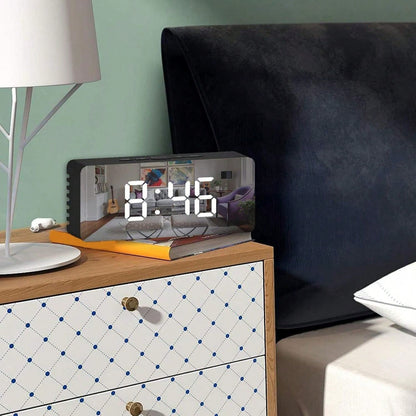 This Auto-Brightness Adjustable Alarm Clock Can Be Used Day And Night. The LED Digital Alarm Clock Features Dual Alarms, Temperature Display, Automatic Day/Night Brightness Adjustment, 12/24 Hour Form