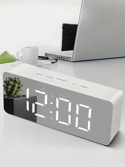 This Auto-Brightness Adjustable Alarm Clock Can Be Used Day And Night. The LED Digital Alarm Clock Features Dual Alarms, Temperature Display, Automatic Day/Night Brightness Adjustment, 12/24 Hour Form