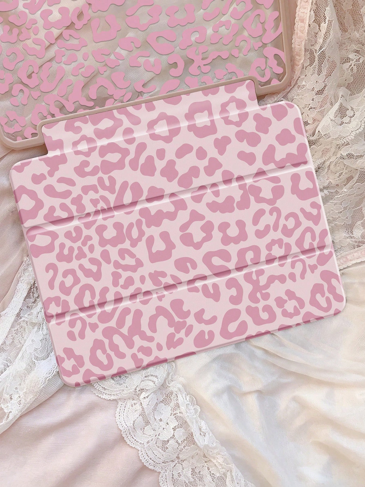 This Exquisite And Cute Pink Leopard Print Double-Sided Painted Acrylic Transparent Crystal Back Cover Has Shock-Absorbing Function, Suitable For 7th, 8th (10.2 Inch) And 10th Generation. It Has A Bu