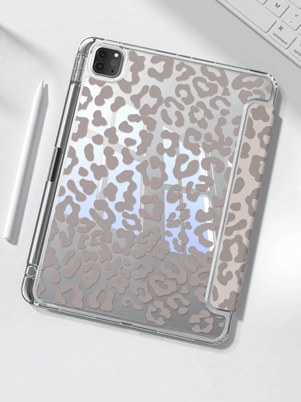 This Exquisite And Cute Pink Leopard Print Double-Sided Painted Acrylic Transparent Crystal Back Cover Has Shock-Absorbing Function, Suitable For 7th, 8th (10.2 Inch) And 10th Generation. It Has A Bu