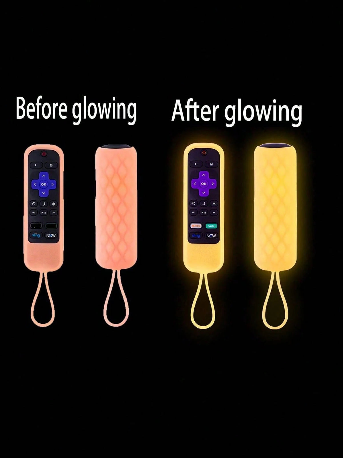 TV Remote Control Silicone Glow-In-The-Dark Protective Cover, Multiple Colors (Please See Product Details For Glow Instructions)