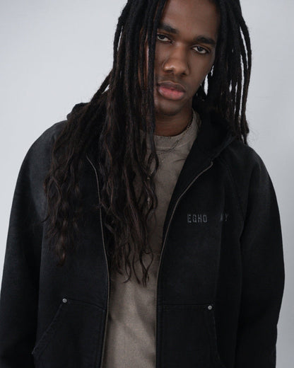 UNF HEAVY ZIP HOODIE - BLACK
