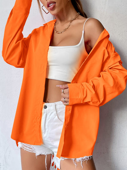 Unity Curved Hem Drop Shoulder Blouse Women Shirt,Long Sleeve Tops Fall Cloth For Women