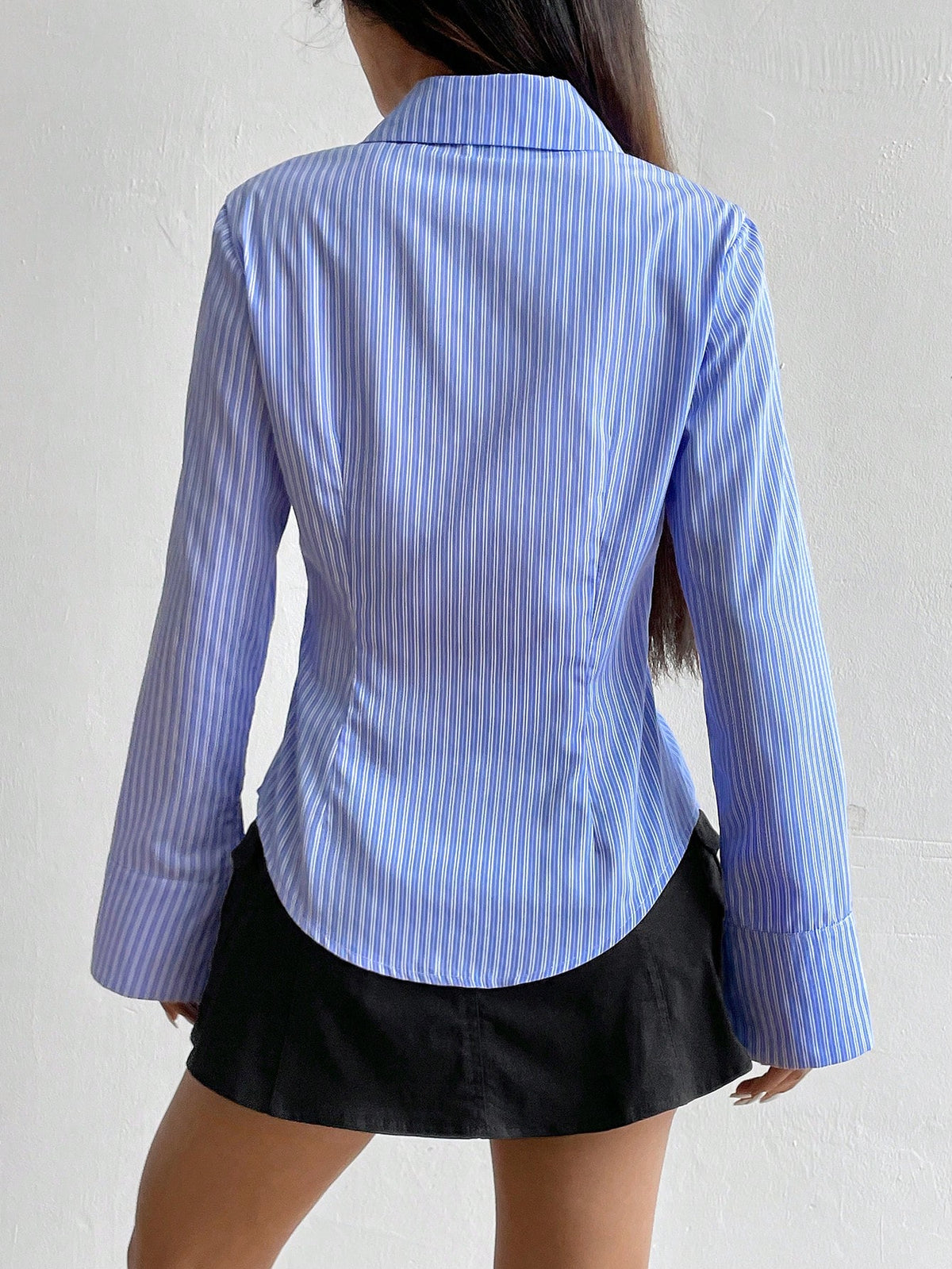 Unity Spring/Summer/Autumn Casual Striped Waist-Cinching Long Sleeve Shirt,Long Sleeve Tops Fall Cloth For Women