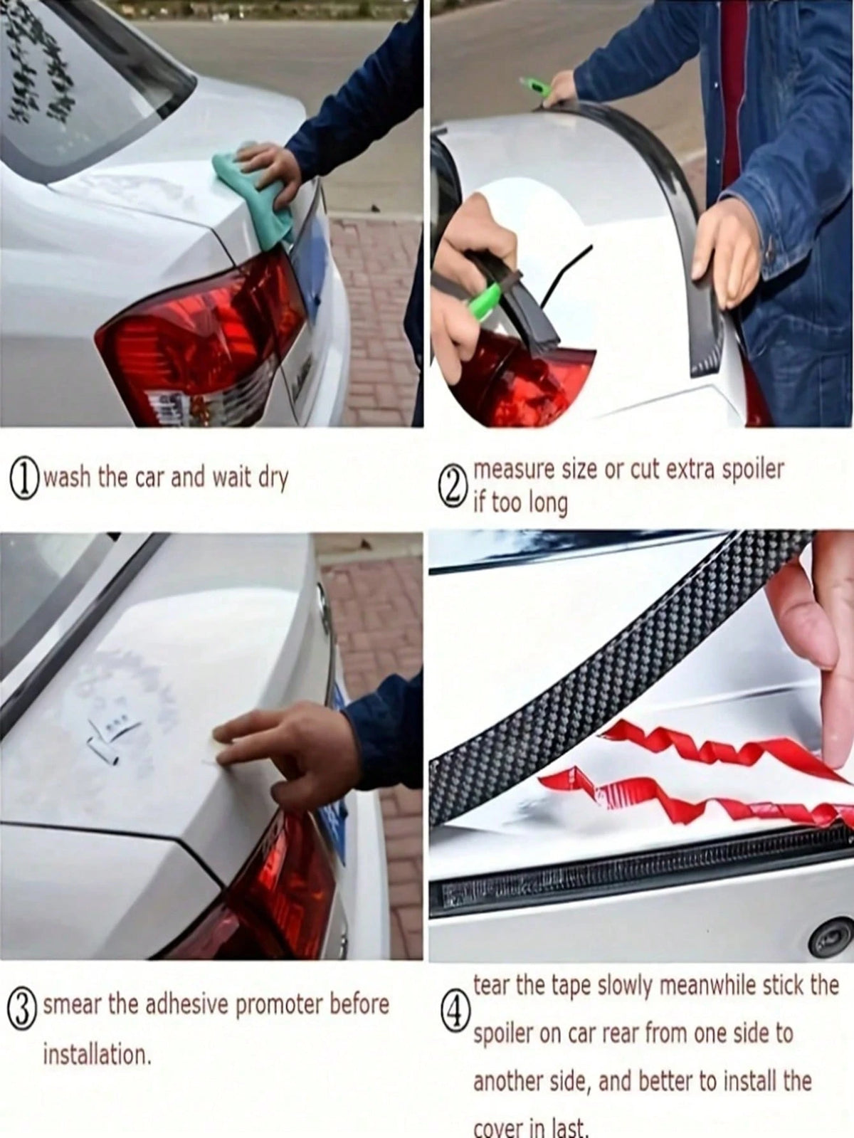 Universal Glossy Black Windshield Lip Kit For Car Rear Window Roof Windshield Exterior Rear Windshield Glass Kit, Universal Fit, No-Damage Installation