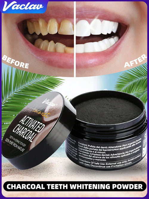Vaclav 30g Activated Charcoal Teeth Powder, Effective Teeth Whitening, Original Flavor Cleaning, Powerful Whitening, Caring For Dental Health.