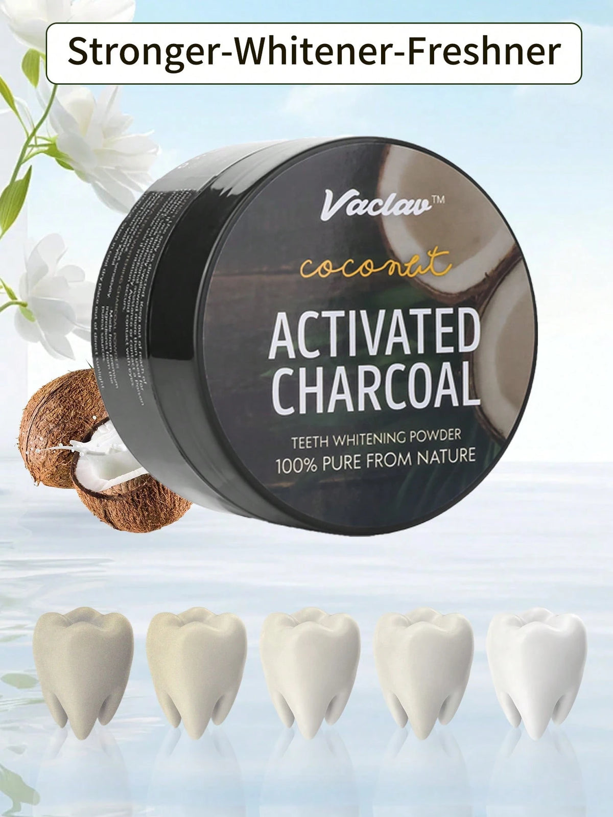 Vaclav 30g Activated Charcoal Teeth Powder, Effective Teeth Whitening, Original Flavor Cleaning, Powerful Whitening, Caring For Dental Health.