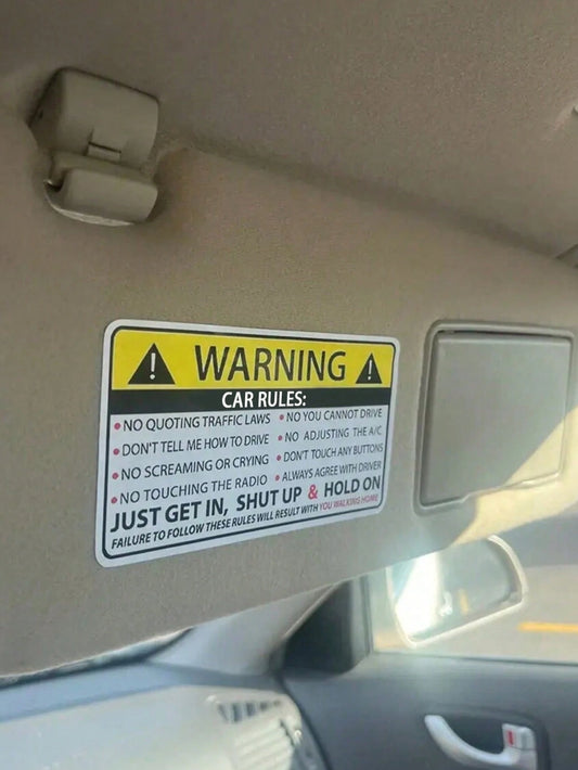 Vehicle Interior Warning Sticker Sun Visor Window Graphic Bumper Waterproof Car Stickers Car PVC Vinyl Film Decal 1pc