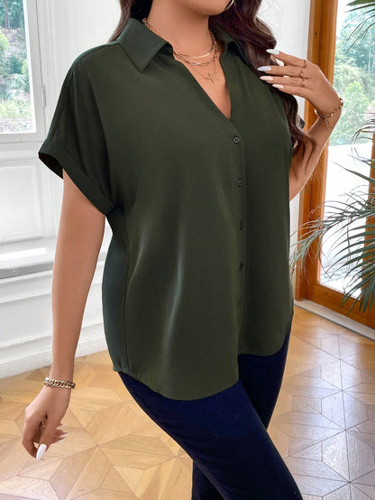 Vionelle Plus Batwing Sleeve Button Front Shirt