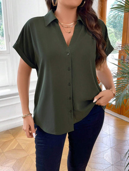 Vionelle Plus Batwing Sleeve Button Front Shirt