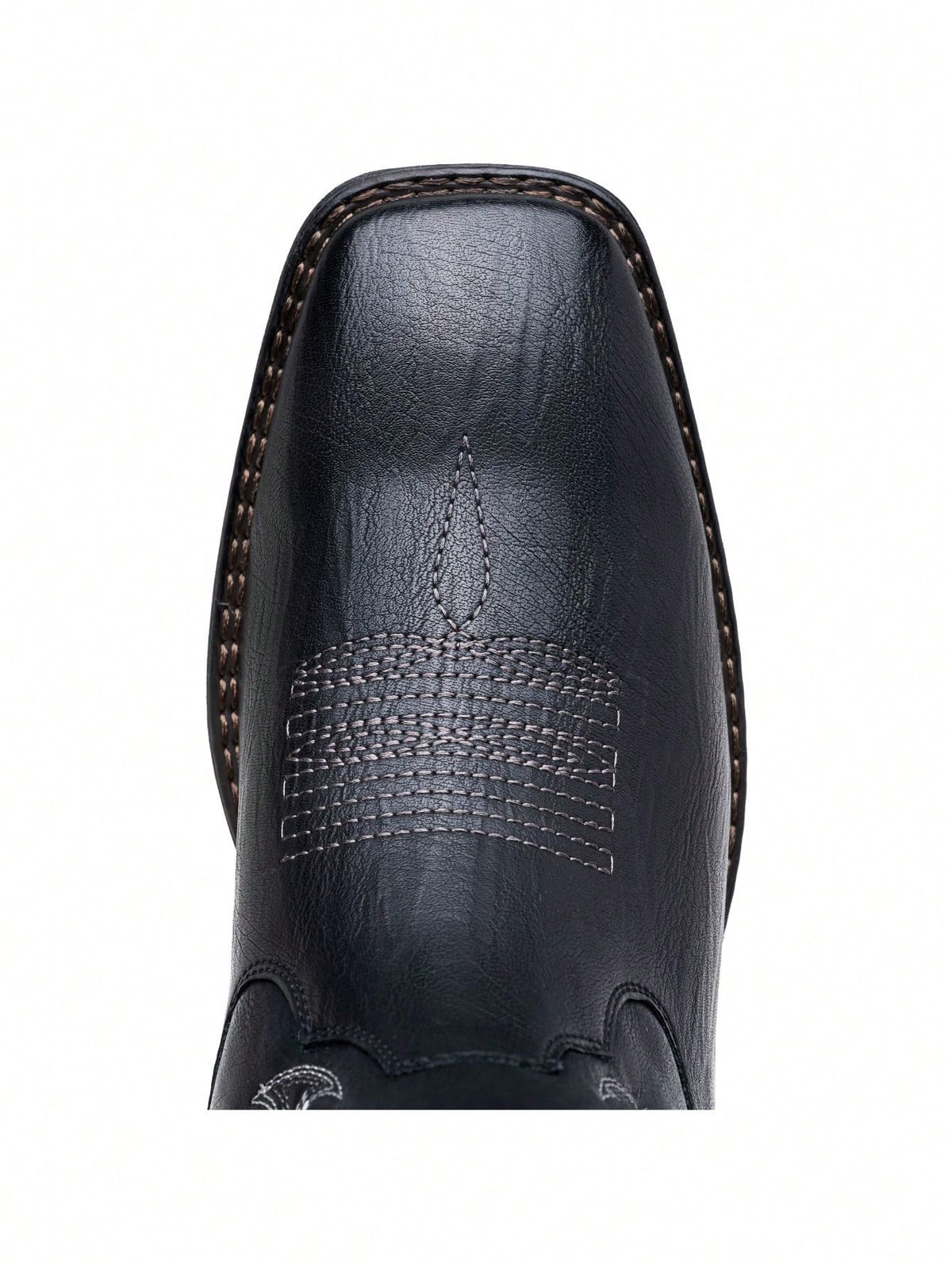 VOSTEY SHOESMORE Men's Black Cowboy Boots Retro Square Toe Boots Botas Vaqueras Para Hombre Embroidery Western Boots For Men